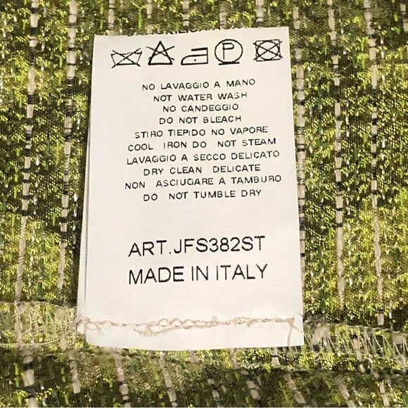 JO NO FUI Twiddled Metallic Green Skirt (40) - Picture 4 of 7